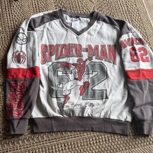 Marvel Spider-Man V-Neck Sweater - Gray and Red